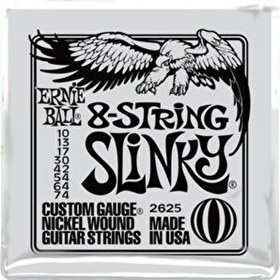 Resim Ernie Ball P02625 Slinky Electric Nickel Wound 8 Telli 0.10 - 0.74 Elektro Gitar Teli 