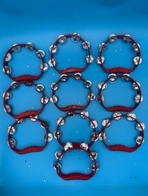 Resim Ekin Kırmızı Gelin Nedime Tefi Kına Gecesi Düğün Damat Sünnet Halay Metal Zilli Sade Plastik Tef 5 Adet 