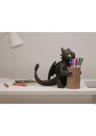 Resim Ejderha Figürlü Kalemlik Dekoratif Masa Üstü Düzenleyici 