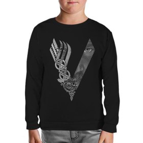 Resim Vikings - Logo Eyes Siyah Çocuk Sweatshirt 