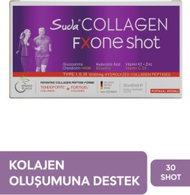 Resim Suda Collagen FXONE Hidrolize Kolajen,Glukozamin,Vitamin C,MSM,Boswella,Eklem- Kemik Portakal Aromalı 30Shot 