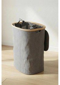 Resim Digithome Bambu Kirli Çamaşır Sepeti Kapaklı Banyo Düzenleyici Sepet 37x23,5 Cm Kahverengi 