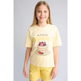 Resim DeFacto Regular Fit 2'li Sarı Pijama Takımı Kız Çocuk H5508A826SM 
