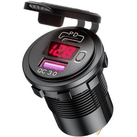 Resim Hombey Araç Usb Şarj Aleti, Pd 30w+qc3.0 18w Hızlı Şarj, Voltaj Göstergeli, Siyah Kırmızı Işık , P21-b 