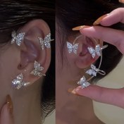 Resim 1Set Zarif Kelebek Kulak Manşetleri - Sarılabilir, Delme Gerektirmez, Gümüş, Şık, Sevimli Kadın Kulak Takısı - Günlük Kullanım, Parti ve Tüm Mevsimler İçin Mükemmel Hediye 