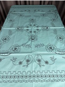 Resim Şık Turkuaz Kare Masa Örtüsü Günlük Ve Misafirlik 150 X 150 Cm Turkuaz 