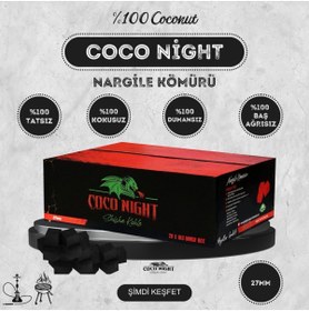 Resim Coco Night 5kg #27mm Hindistan Cevizi Küp Nargile Kömürü 