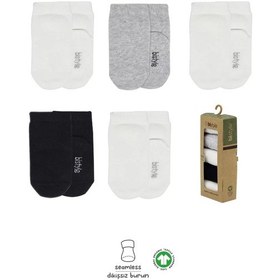 Resim Melonika 5'li Penye Soket Kutulu Basic Çorap 10131 Gri Çok Renkli 