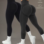 Resim 2 adet Kadın Yüksek Bel Yoga Pantolonu, Poliamid Karışımı, Orta Esneme, Noktalı Desen, Uzun Uzunluk, Lastik Bel, Skinny Fit, Örgü Kumaş, Tüm Mevsimler İçin Lastik Bel ile, Sporcu Diz Altları 