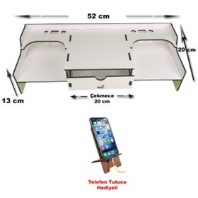 Resim eryatex Monitör Ekran Yükseltici Çekmeceli Çok Amaçlı Organizer Stand 
