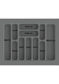 Resim Çekmece İçi Kaşıklık Ve Kepçelik Organizer Seti 62x49 Cm 55x40 Cm'e Kadar Kesilebilir Gri 