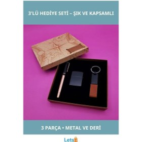 Resim Kişiselleştirilebilir 3'lü Hediye Seti Kalem, Anahtarlık, Çakmak 