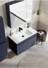 Resim Orka Tivoli 85 Cm Mat Lacivert Banyo Dolabı Alt Modül Lavabo Lacivert 