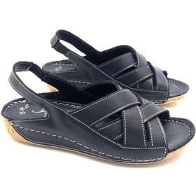 Resim Derilax İlgen Hakiki Deri Ortopedik Kadın Siyah Renk Bayan Sandalet Siyah 