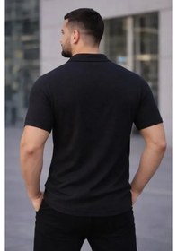 Resim Uslucan Alışveriş Erkek Waffle Kumaş Kısa Kollu Düğmeli Açık Yaka Regular Fit Gömlek - Siyah Siyah 