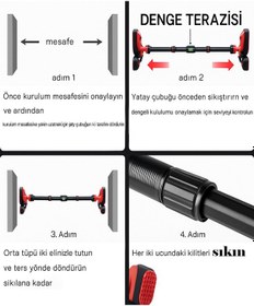 Resim Bx Çift Ayaklı 92-120cm Kapı Barı Koridor Barfiksi Barfix Spor Aleti Demiri Barfiks Çubuğu 