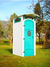 Resim Mandu Ahşap Soyunma Kabini Plaj Duş Kabini Mavi 