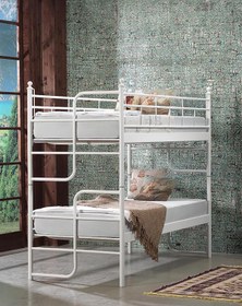 Resim Unimet Armas Genç Çocuk Yatak Odası Metal Ranza Ve Karyola 90x200 Beyaz (AHŞAP LATALI) 