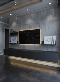 Resim Resital Ledli Duvara Monte Tv Sehpası - Antrasit - W6021-4 Çok Renkli 