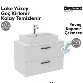 Resim Creavit D10 80 Cm Next Lavabo Dolabı İki Çek. Beyaz Lake Beyaz 