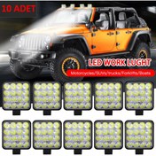 Resim STS Oto Aksesuar 10 Adet 11x11 16 Led Kare Off Road Traktör Tir Kamyon Sis Fari Sis Lambasi Çalisma Lambasi Projektör 