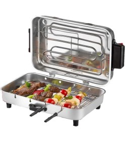 Resim Taner Mega Boy Elektrikli Izgara Mangal Barbekü 1100W Kokusuz Gri 40X11X25 cm Tüp Rezistanslı 