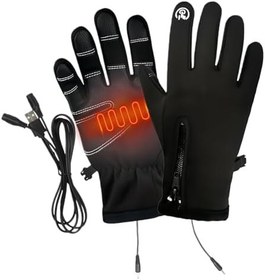Resim Isıtmalı Eldivenler,3 Seviyeli Dokunmatik Ekran Uyumlu USB Şarjlı Kışlık Malzemeler,Erkek Elektrikli Eldiven - Kayak Snowboard Bisiklet Motosiklet Açık Hava Çalışma İnşaat Bahçe Yürüyüş 