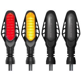 Resim 4 Adet Modifiye Motosiklet 16leds Fren Dönüş Kuyruk Lambası, Füme Kabuk Kırmızı Işık Sarı Işık 