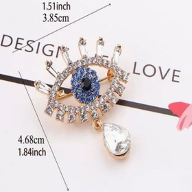 Resim Taşlı Nazar Boncuğu Broş Mavi 