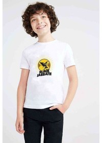 Resim Black Sabbath Devil Baskılı Unisex Çocuk Beyaz T-Shirt 