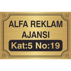 Resim ALFA REKLAM AJANSI OFİS BİNA GİRİŞ TABELASI GOLD METAL ( 30 X 20 CM) 