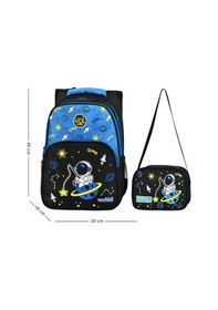 Resim Oltalı Astronot Okul Çantası + Astronot Beslenme Kabı + Astronot Suluk - Uzay Çanta İlkokul Çantası 