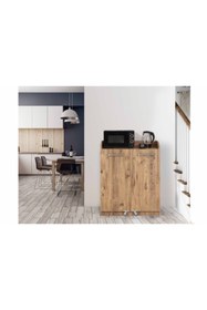 Resim ZEYTUN Ceviz Çok Amaçlı 90 Derece Açılabilir Kısa Kiler Mutfak Dolabı 