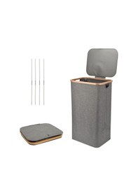 Resim Mien Bambu Kenarlı Kumaş Katlanabilir 100 Lt Çamaşır Sepeti 44x33x70 Gri 