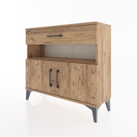 Resim Arges Şifonyer 2 Raflı Tek Çekmeceli 2 Kapaklı 88x30x80 - Çam / Çam 