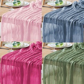Resim 1 adet Bohemya Peynir Bezi Masa Koşucusu - Pembe, Mavi-Gri, Yeşilimsi-Sarı ve Kırmızı-Turuncu Renklerde Şeffaf Polyester Gazlı Bez, Bahar Paskalyası, Düğünler, Genç Duşları ve Akşam Yemekleri için Mükemmel, Masa Koşusu Peynir Bezi 