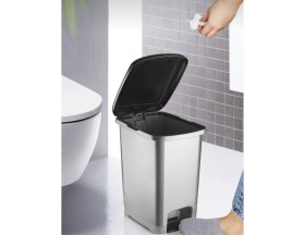 Resim Umbex Pedallı Her Litre Gri Banyo Mutfak Çöp Kovası Çöp Kutusu Kapaklı Slim 
