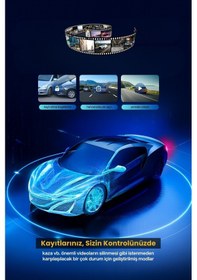 Resim 1080p Wi-fi Araç Kayıt Kamerası G-sensor 3 Lensli Hareket Algılama 3.18 İnç 4k 64 Gb Kart 