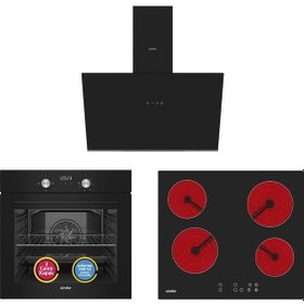 Resim Simfer 8230 + 3970 + 8721 4 Fonksiyon Trend Dijital Power Turbo Elektrikli 3'lü Ankastre Set 