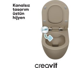 Resim Free Rim-Off Duroplast Yavaş Kapanan Klozet Kapaklı Mat Cappucino Set 