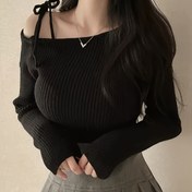 Resim Kadınlar İçin Seksi Omuz Açık Kazak - Parti, Randevu ve Günlük Kullanım için Uzun Kollu, Şeffaf Olmayan Üst Giysi, Makinede Yıkanabilir Sonbahar/Kışlık Kadın Kazakları, Orta Esneklikte Kumaş, Casual Kışlık Giyim, Randevu Gecesi Elbisesi 