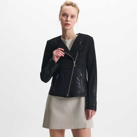 Resim Siyah Deri Kadın Deri Ceket - K23IDM320357-T0Q 