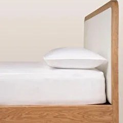 Resim %100 Pamuk Saten Lastikli Çarşaf Seti 100x200 Cm Beyaz - Lia Serisi 