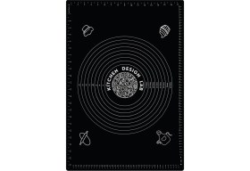 Resim Kitchen Design Lab 2'li Set Siyah 45X65 cm Silikon Hamur Açma Matı ve Kırmızı Silikon Yanmaz Mutfak Fırın Eldiveni 