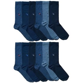 Resim Hepsine Rakip Ekonomik Erkek Uzun Soket Çorap Rejenere Pamuklu 12'li Paket - Standart Çok Renkli 