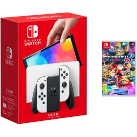 Resim Nintendo Switch OLED Beyaz Yeni Nesil Konsol 64GB + Mario Kart 8 Deluxe Oyunlu Bundle 