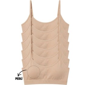 Resim Genç Kız Pamuklu İp Askılı Çıkarılabilir Pedli Yarım Atlet Alıştırma Sütyeni 6'lı Paket Ten Ten Rengi 