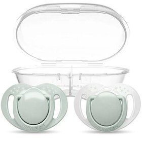 Resim Mamajoo Powder Green Sterilizasyon & Saklama Kutulu Silikon Ortodontik İkili Emzik 0+Ay 