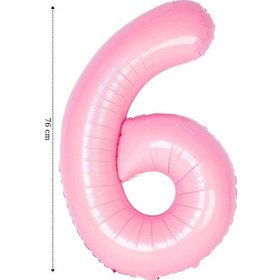 Resim Folyo Balon 6 Rakamı Helyum Balon Pembe Renk Çok Renkli 