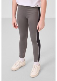 Resim Tommylife Beyaz-koyu Gri O Yaka Yan Şerit Detaylı Standart Fit Performans Kız Çocuk Tayt Takım - 75191 Beyaz 